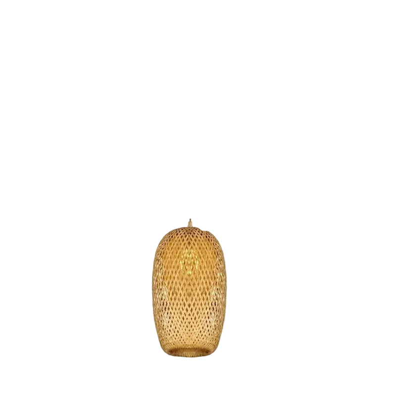 Hana Cocoon woven bamboo pendant lampshade on a white background – Maison Liane