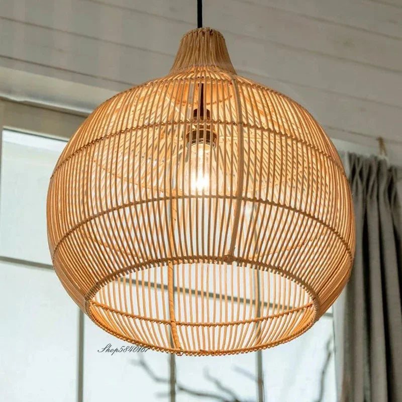 Retro woven rattan pendant light – view 5