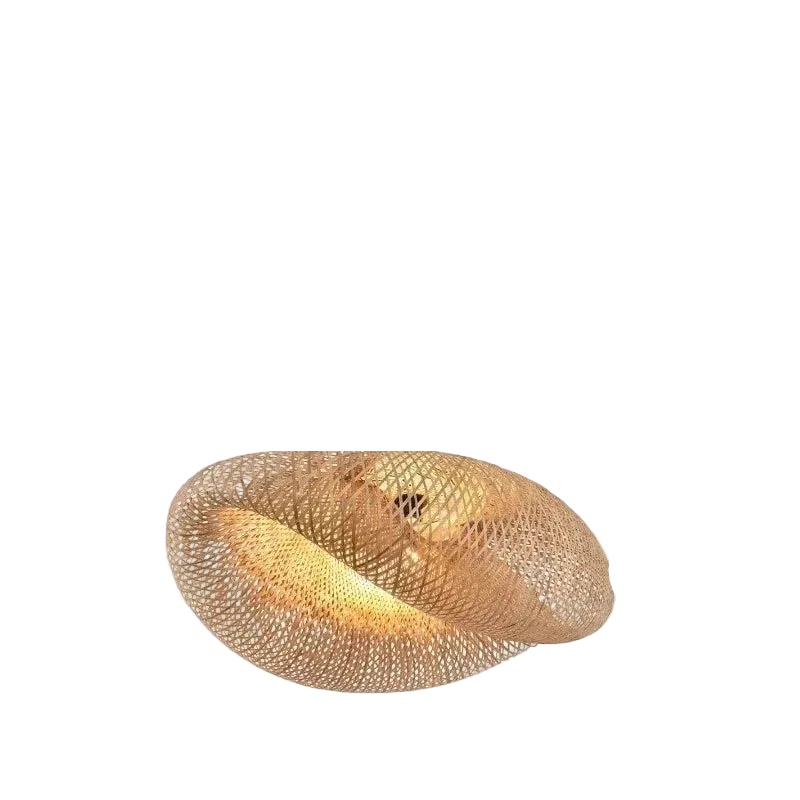 Hana Vague woven bamboo pendant lampshade on a white background – Maison Liane