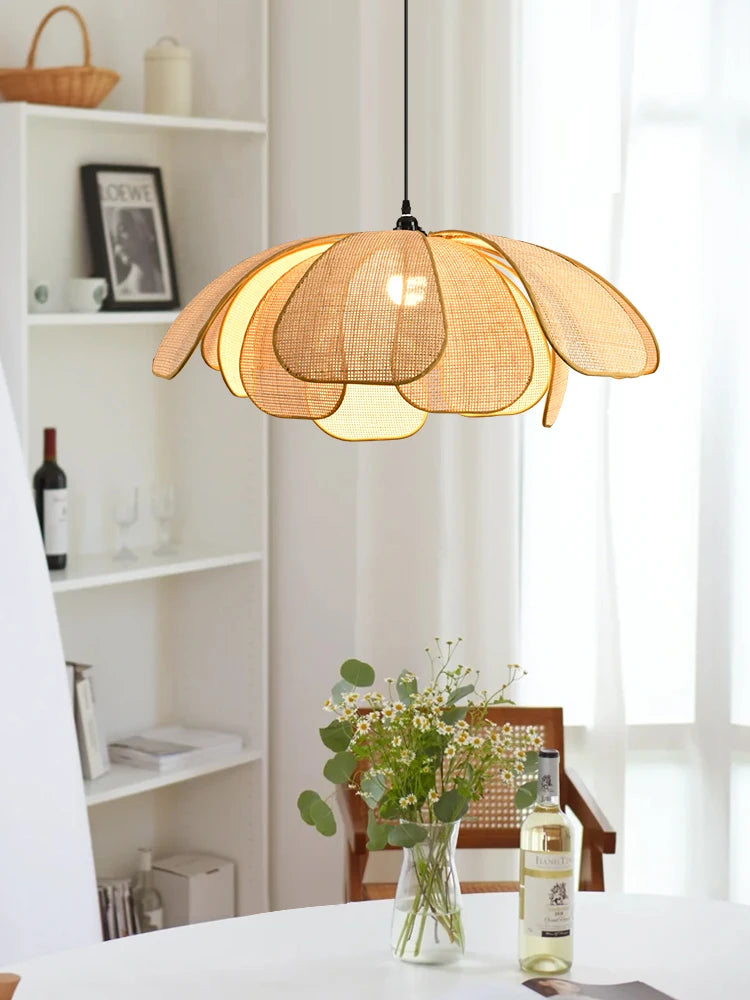 Petale rattan flower pendant light – view 2
