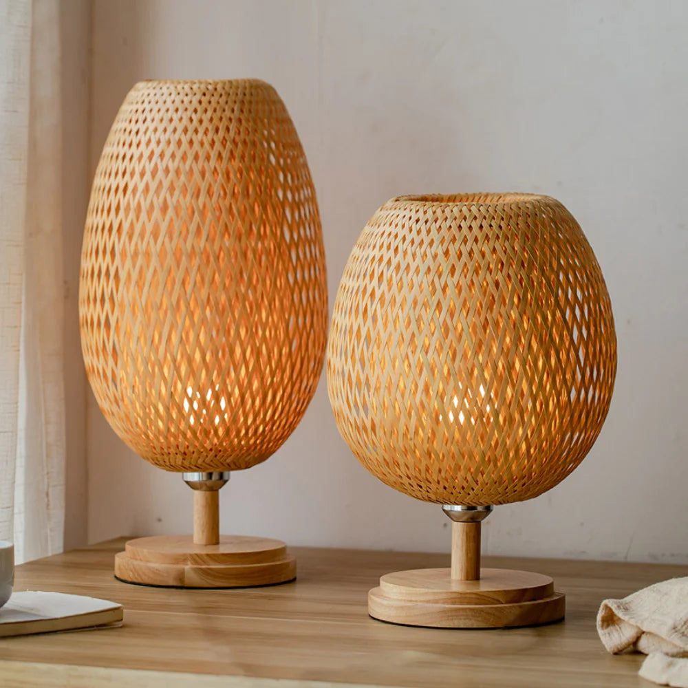 Lanterne woven bamboo bedside table lamp – view 5