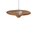 Wabi-Sabi wide rattan pendant light on a white background – Maison Liane