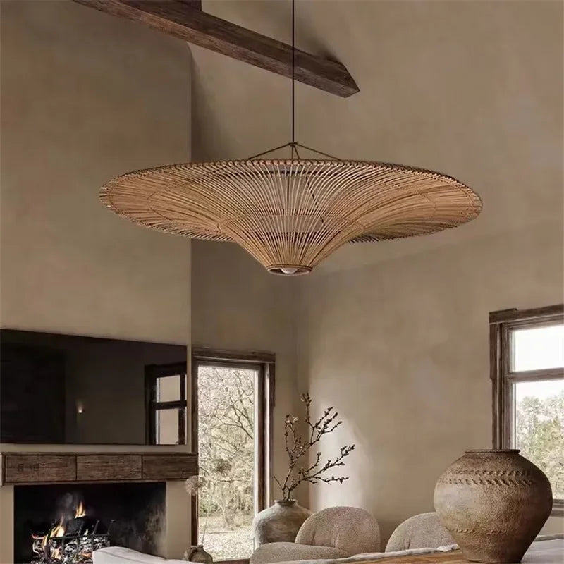 Wabi-Sabi wide rattan pendant light – Maison Liane