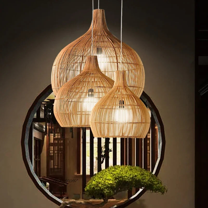 Retro woven rattan pendant light – Maison Liane