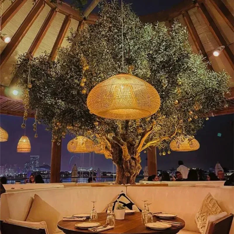 Panier Goutte rattan and wood pendant light – view 4