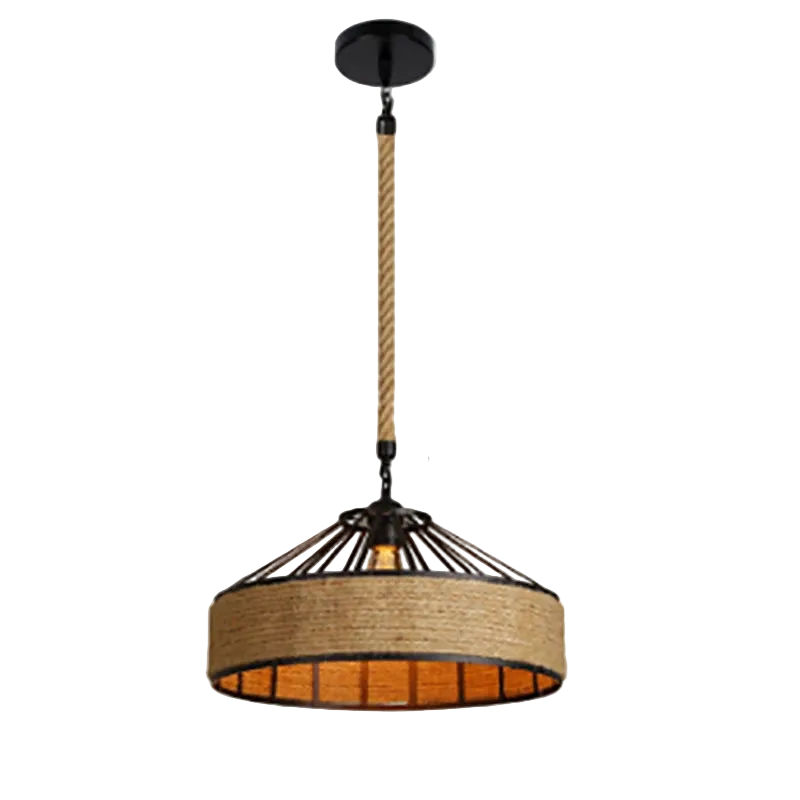 Hana Rope jute rope and black metal pendant light on a white background – Maison Liane