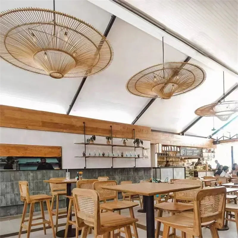 Wabi-Sabi wide rattan pendant light – view 4