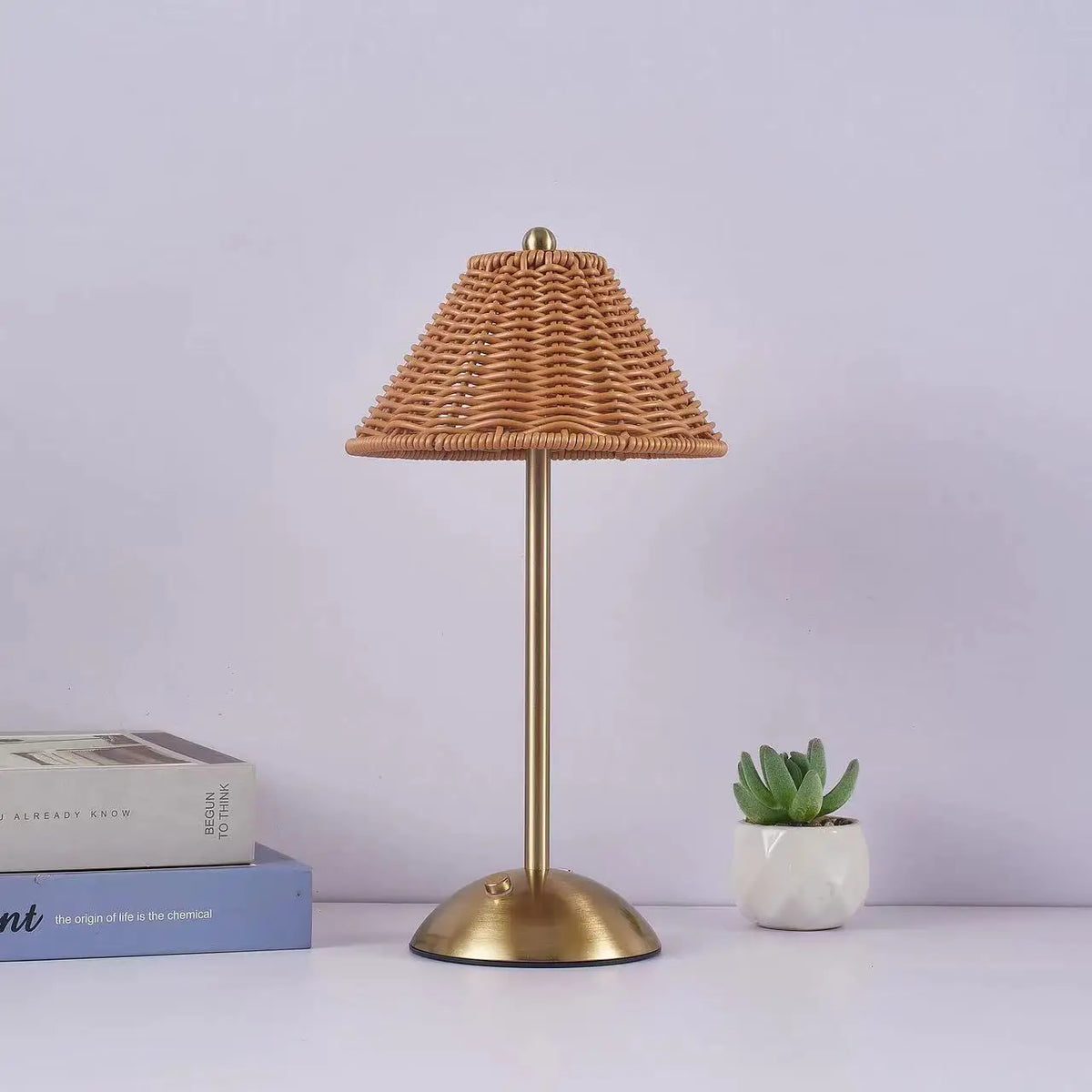 Cordless rechargeable rattan table lamp – view 9