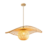 Hana Capeline woven bamboo pendant light on a white background – Maison Liane