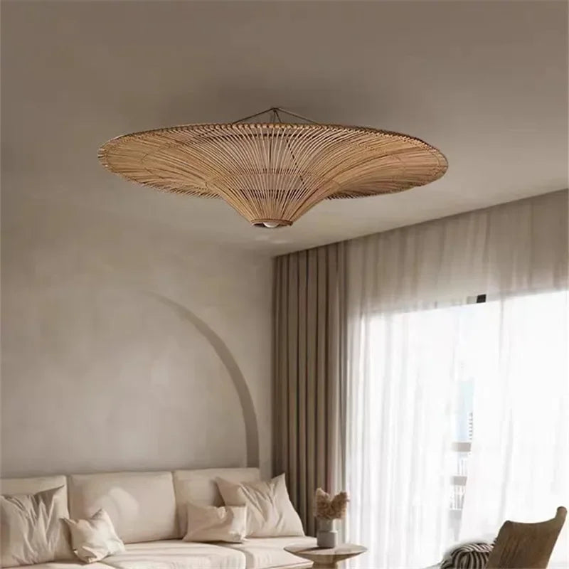 Wabi-Sabi wide rattan pendant light – view 2