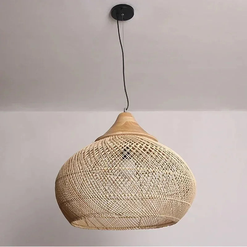 Panier Goutte rattan and wood pendant light – view 2