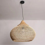 Panier Goutte rattan and wood pendant light – view 2