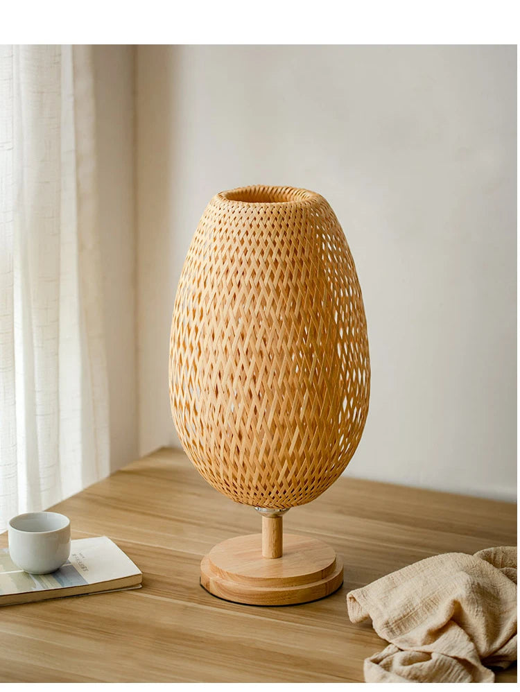 Lanterne woven bamboo bedside table lamp – view 8