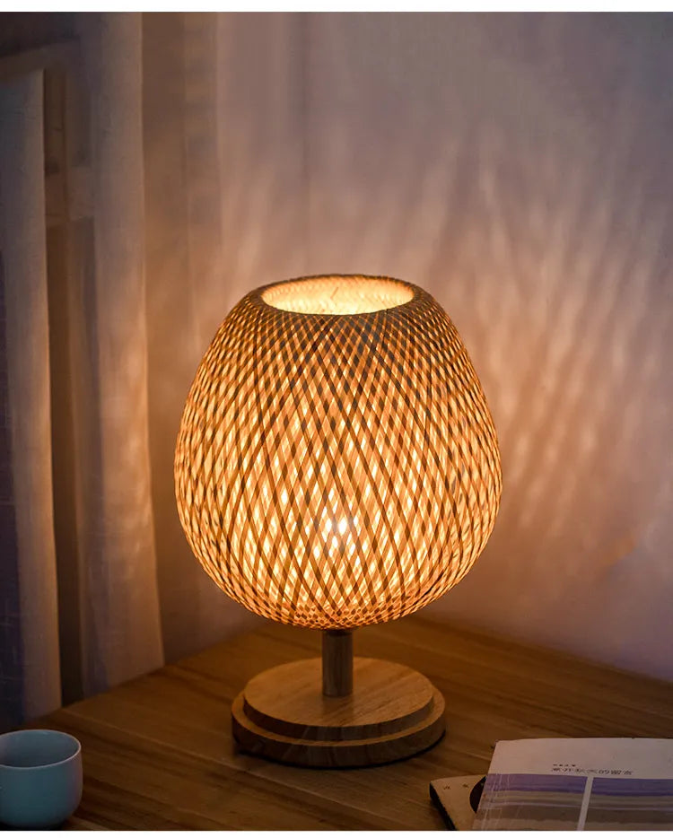 Lanterne woven bamboo bedside table lamp – view 7