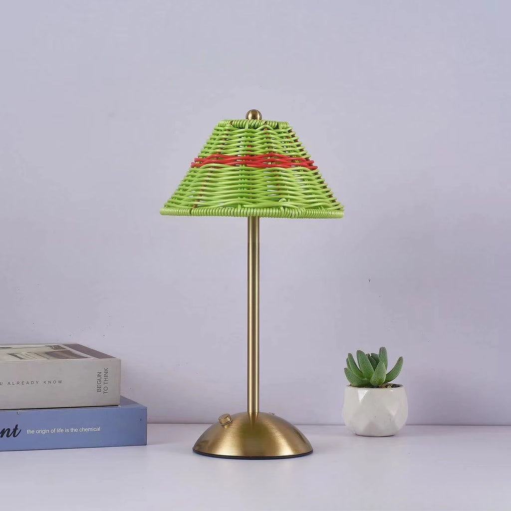 Cordless rechargeable rattan table lamp – view 7