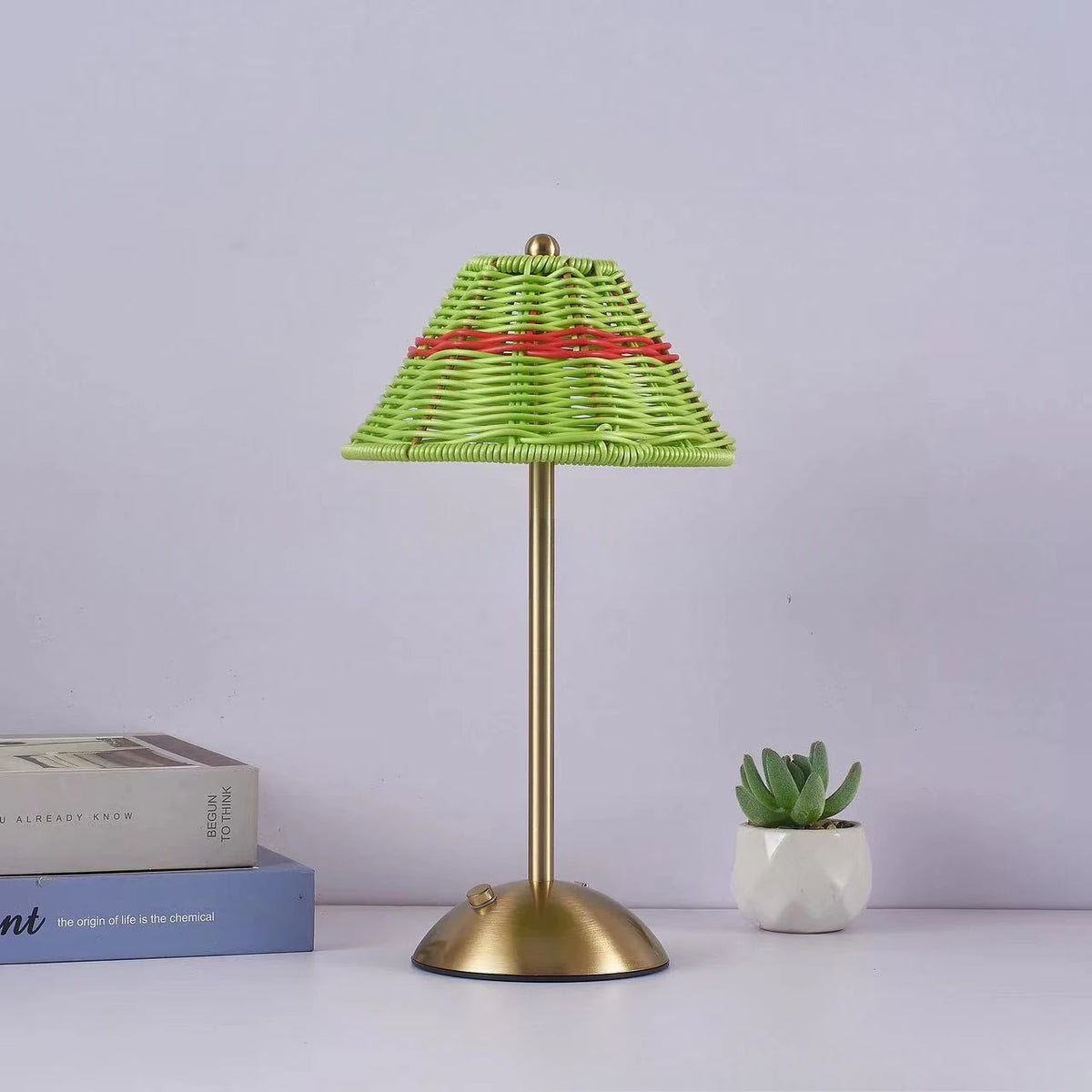 Cordless rechargeable rattan table lamp – view 7