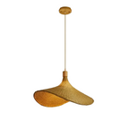 Hana Hat woven bamboo pendant light on a white background – Maison Liane
