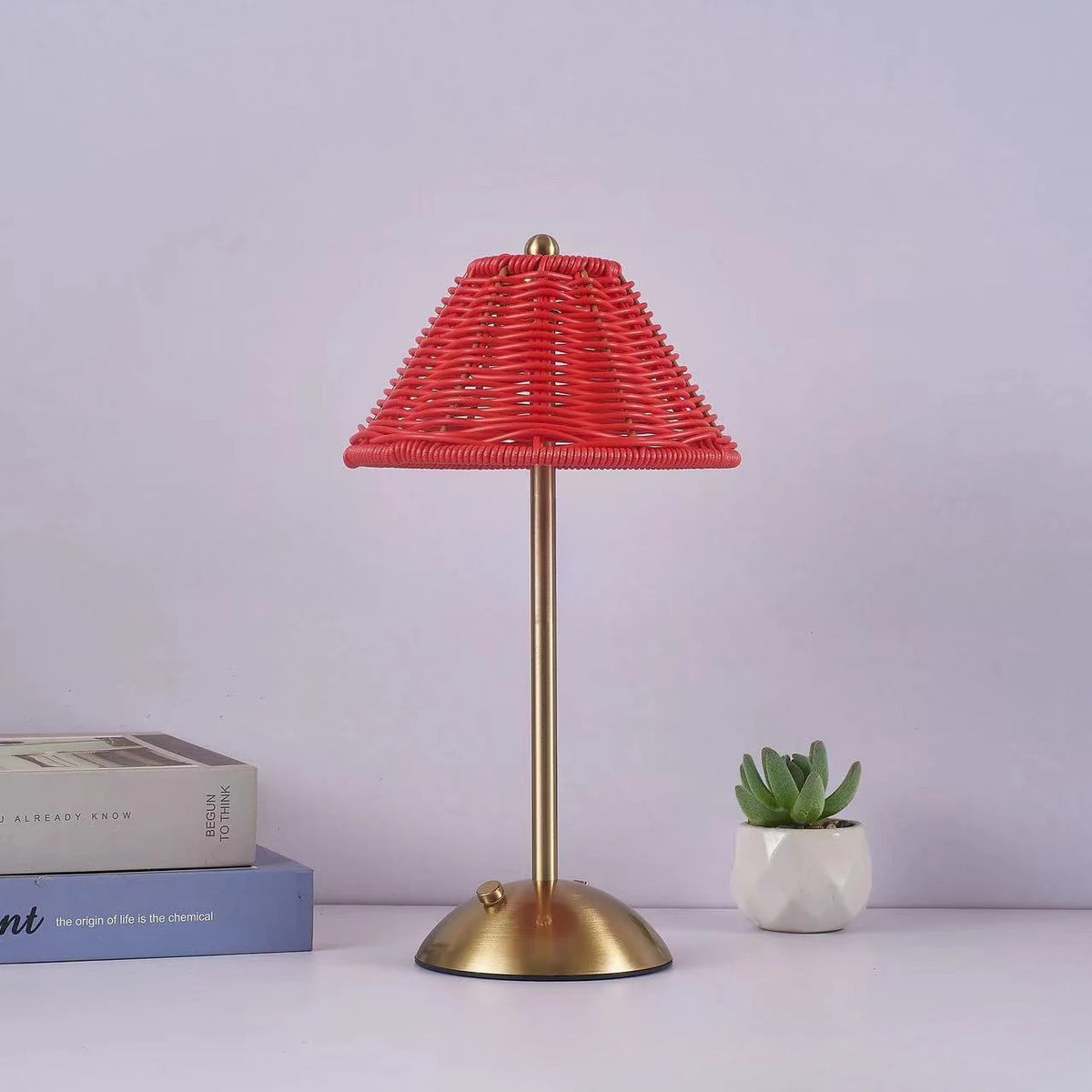 Cordless rechargeable rattan table lamp – view 8