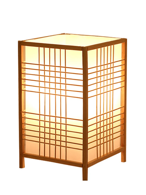 Andon Japanese bamboo table lamp with paper diffuser on a white background – Maison Liane