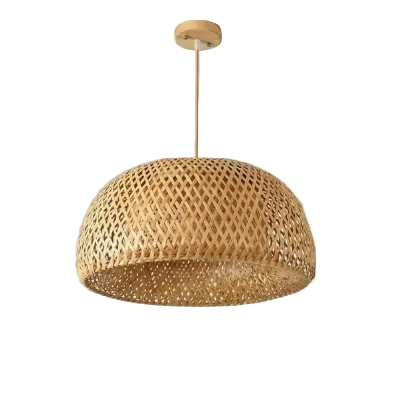 Nido woven bamboo pendant light on a white background – Maison Liane