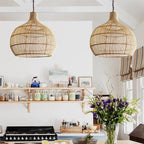 Retro woven rattan pendant light – view 3