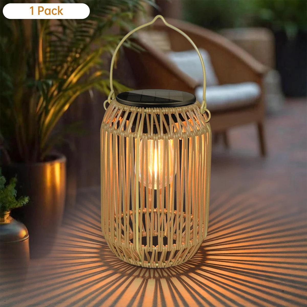 Lanterne solaire Luciole effet rotin