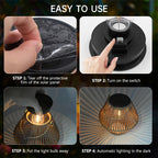 Lanterne solaire Luciole effet rotin