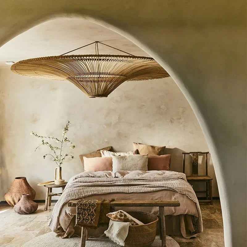 Wabi-Sabi wide rattan pendant light – view 5