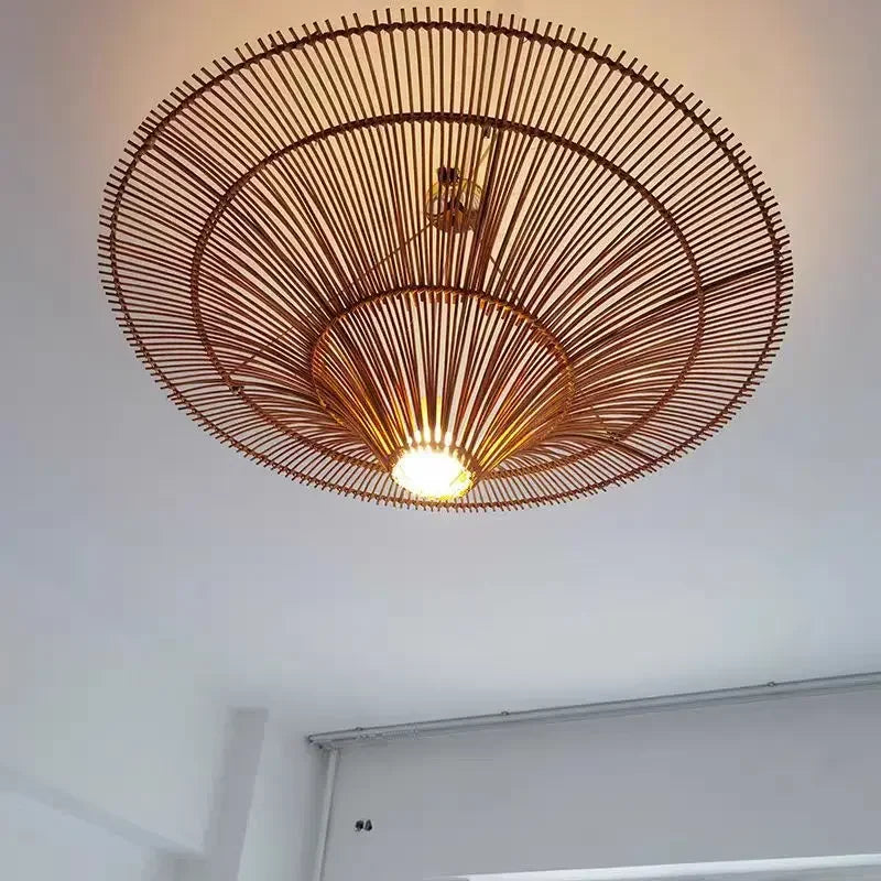 Wabi-Sabi wide rattan pendant light – view 6