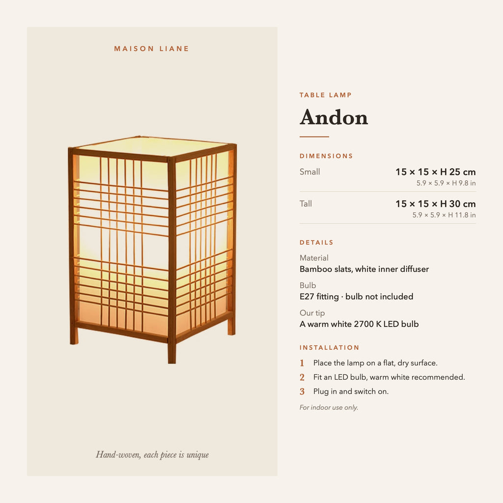 Andon table lamp dimensions and instructions – Maison Liane