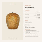 Hana Oval pendant light dimensions and installation guide – Maison Liane