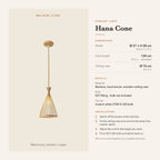 Hana Cone pendant light dimensions and installation guide – Maison Liane