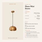 Hana Mini Dome pendant light dimensions and installation guide – Maison Liane